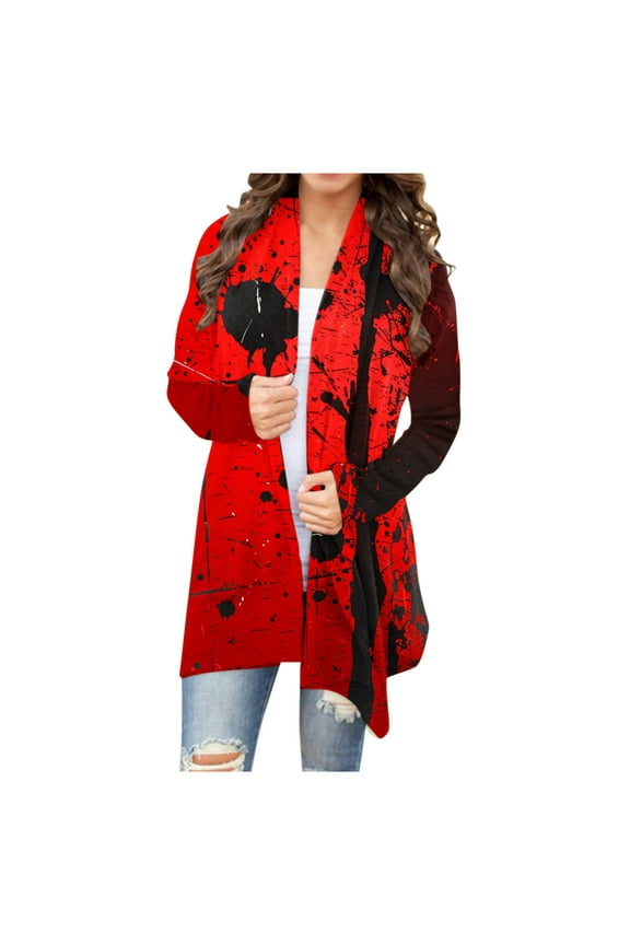 Womens Halloween Costumes 2024, Cute Pumpkin Ghost Bat Cat Spider Printed Long Sleeve Cardigan Sweaters for Women Lightweight