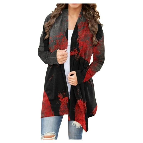 WXLWZYWL Womens Halloween Costumes 2024, Cute Pumpkin Ghost Bat Cat Spider Printed Long Sleeve Cardigan Sweaters for Women Lightweight