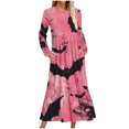 thumbnail image 1 of WXLWZYWL Womens Halloween Dress Plus Size Womens Dresses Fall 2024 Floral Printed Long Dress Long Sleeve Round Neck Sundress, 1 of 4