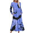 thumbnail image 1 of WXLWZYWL Womens Halloween Dress Plus Size Womens Dresses Fall 2024 Floral Printed Long Dress Long Sleeve Round Neck Sundress, 1 of 4