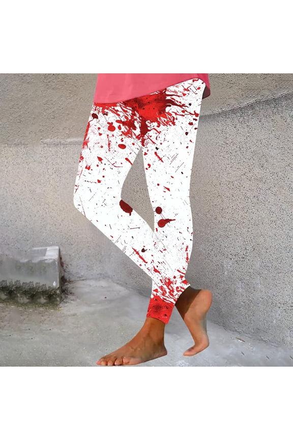 Womens Halloween Leggings Tummy Control Funny Printed Casual Yoga Pants Soft Stretchy Tights Workout Gym Leggings