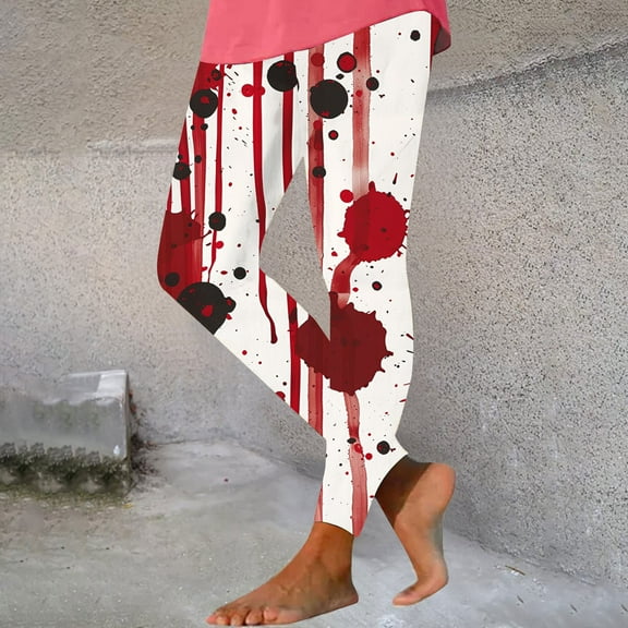 WXLWZYWL Womens Halloween Leggings Tummy Control Funny Printed Casual Yoga Pants Soft Stretchy Tights Workout Gym Leggings