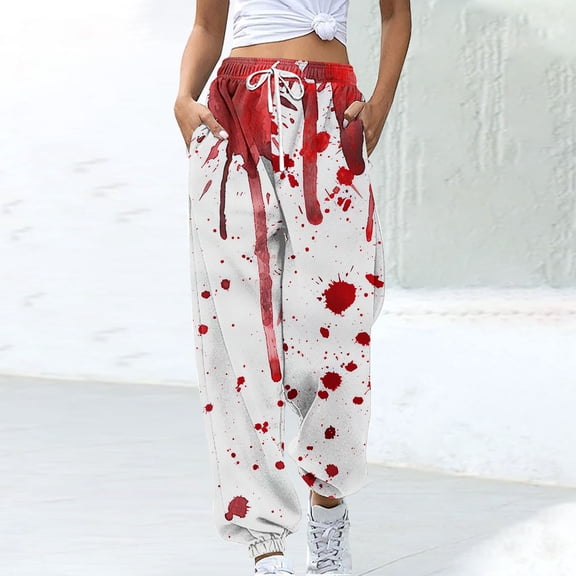 WXLWZYWL Womens Halloween Sweatpants Graphic Print Pants Drawstring Waist Joggers Casual Lounge Pants Athletic Workout Pants