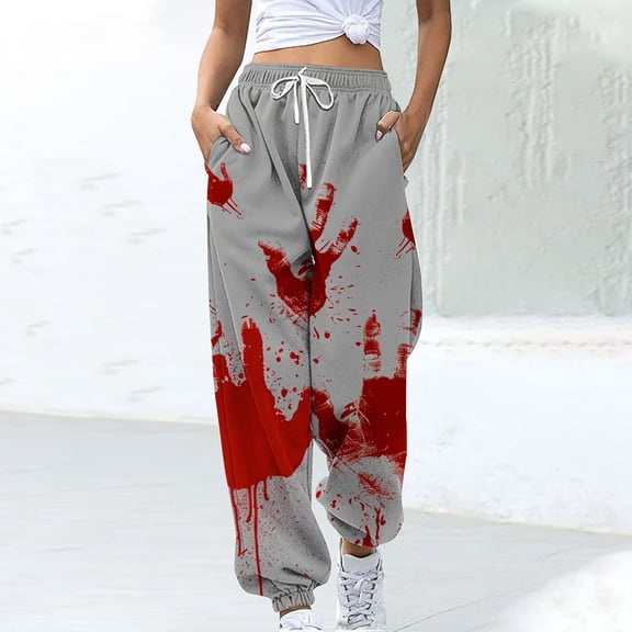 WXLWZYWL Womens Halloween Sweatpants Graphic Print Pants Drawstring Waist Joggers Casual Lounge Pants Athletic Workout Pants
