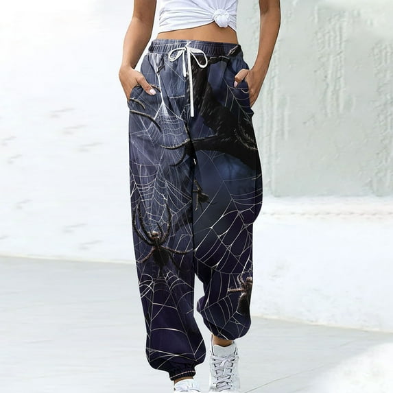 WXLWZYWL Womens Halloween Sweatpants Graphic Print Pants Drawstring Waist Joggers Casual Lounge Pants Athletic Workout Pants