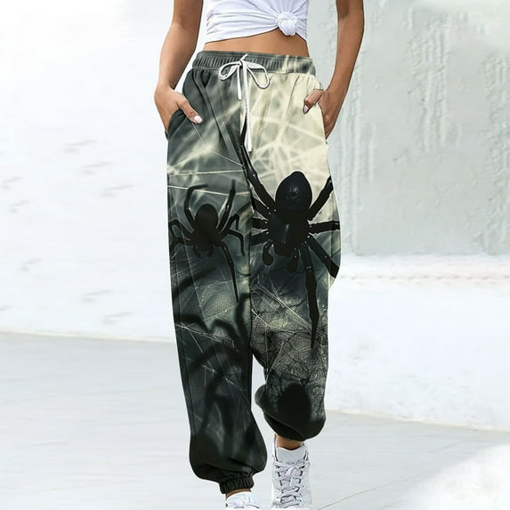 WXLWZYWL Womens Halloween Sweatpants Graphic Print Pants Drawstring Waist Joggers Casual Lounge Pants Athletic Workout Pants