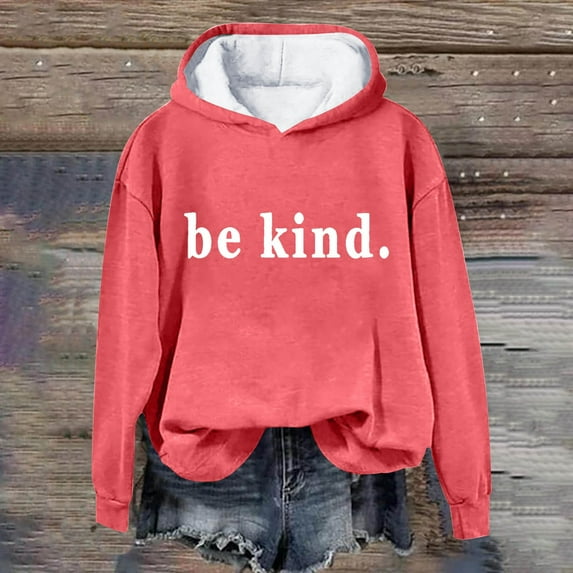 WXLWZYWL Womens Hoodies Graphic Letter Print Long Sleeve Drawstring Casual Hooded Sweatshirts 2024 Solid Loose Pullover Tops