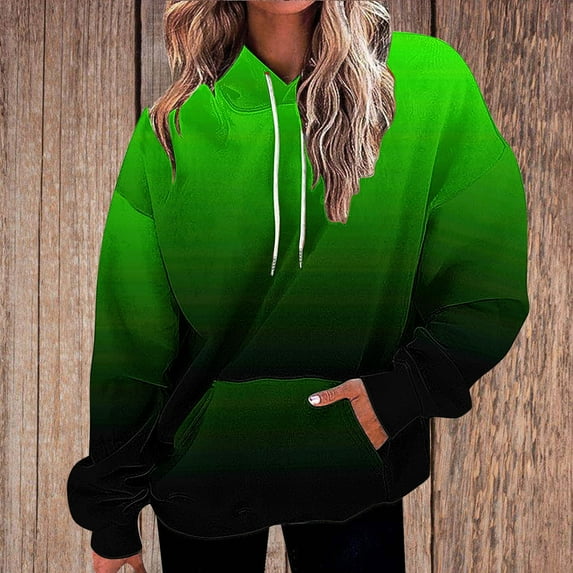 WXLWZYWL Womens Hoodies Neon Print Oversized Sweatshirt Drawstring Hooded Sweatshirt Trendy Oversized Sweater Fall Clothes