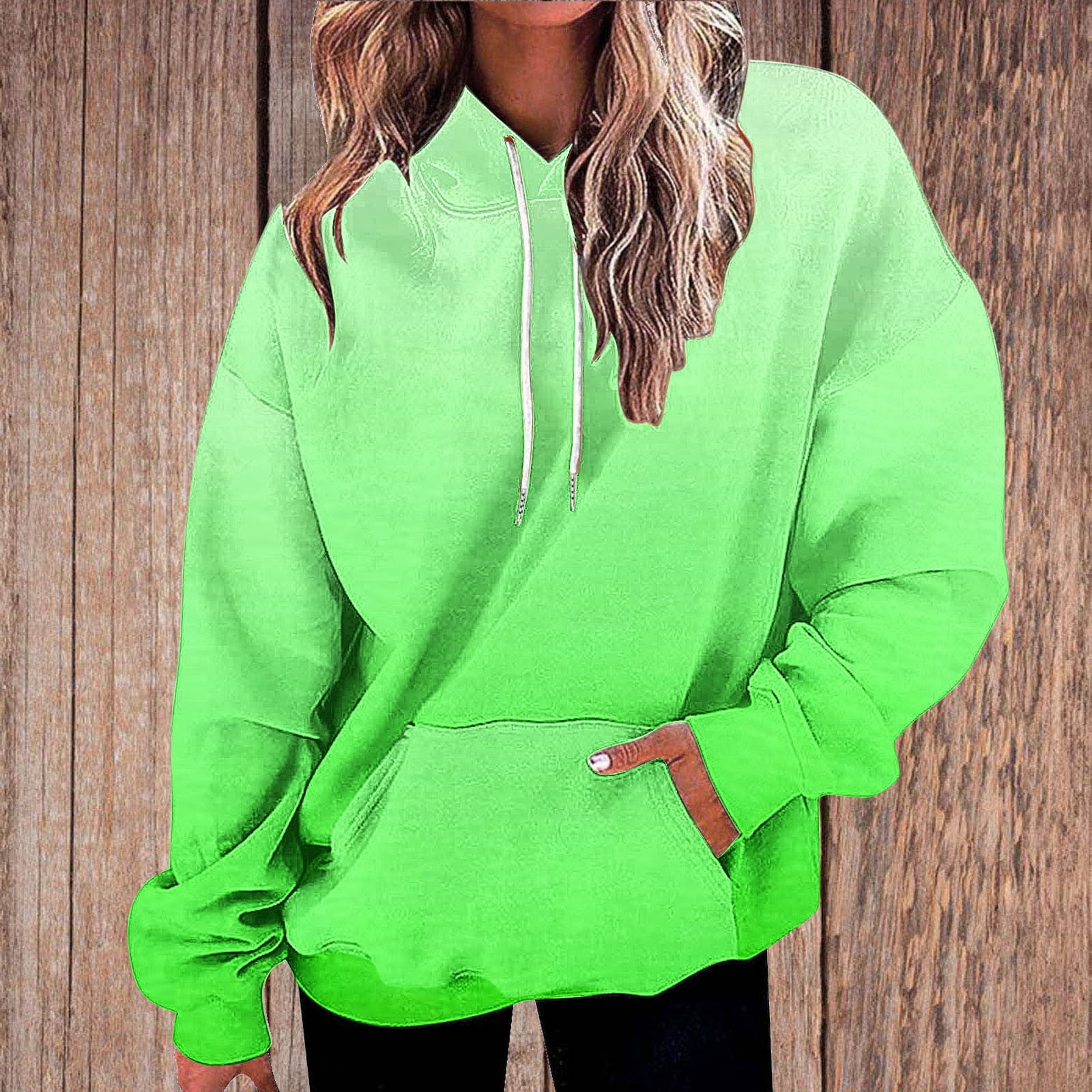 WXLWZYWL Womens Hoodies Neon Print Oversized Sweatshirt Drawstring Hooded Sweatshirt Trendy Oversized Sweater Fall Clothes Walmart
