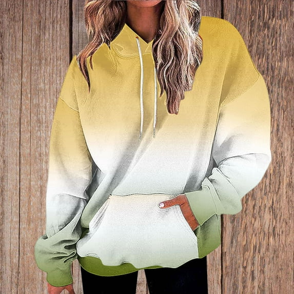 WXLWZYWL Womens Hoodies Neon Print Oversized Sweatshirt Drawstring Hooded Sweatshirt Trendy Oversized Sweater Fall Clothes