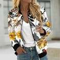 thumbnail image 1 of WXLWZYWL Womens Jackets Dressy Casual Floral Zip Up Bomber Jacket with Pocket Stand Collar Lightweight Short Outwear Tops, 1 of 1