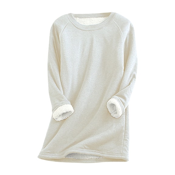 WXLWZYWL Womens Large Loose Raglan Top Thickened and Velvet Lamb Wool Warm Fit Underlay