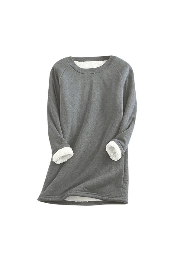 Womens Large Loose Raglan Top Thickened and Velvet Lamb Wool Warm Fit Underlay