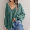 thumbnail image 1 of WXLWZYWL Womens Long Sleeve Sweatshirts Oversized, Tunic Loose Fit V Neck Shirts, Lightweight Casual Basic Tees, 1 of 6