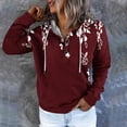 thumbnail image 1 of WXLWZYWL Womens Long Sleeve Tops Drawstring Sweatshirt Button Sweater Workout Blouses Floral Print Outdoor Hoodie with Pockets, 1 of 5