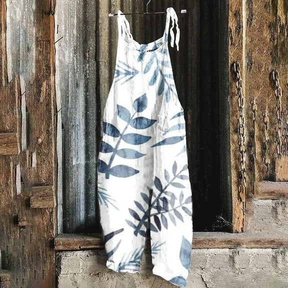 WXLWZYWL Womens One Piece Jumpsuit Summer Boho Casual Wide Leg Overalls Cute Cartoon Mushroom Printed Vintage Overalls Plus Size Casual Spaghetti Strap Baggy Rompers with Pockets