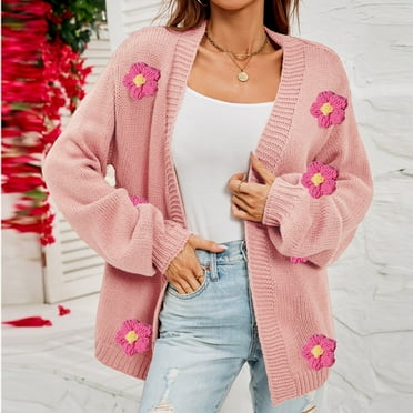 WXLWZYWL Womens Open Front Cardigan Sweaters Floral Cropped Cardigan Knit 2024 Fall Trendy Sweaters
