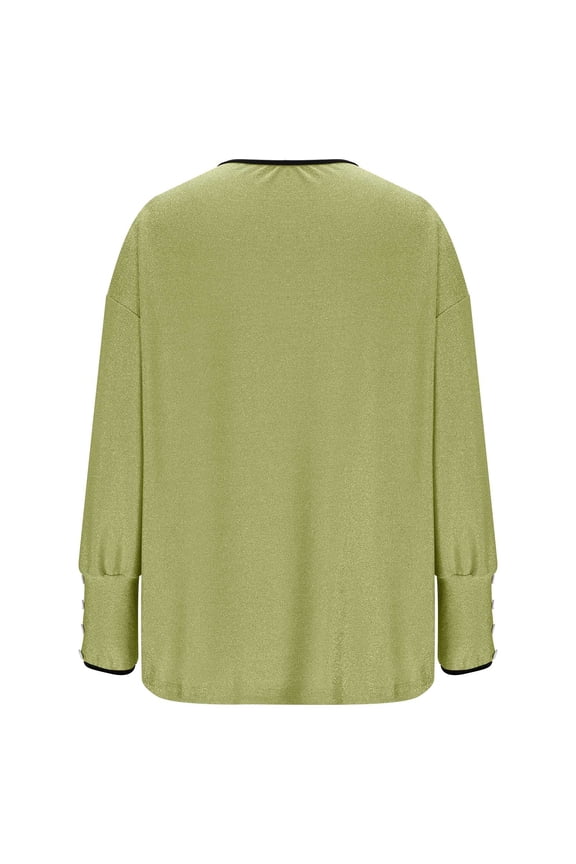 Womens Plus Size Tops Long Sleeve Shirts Round Neck Blouses Loose Fitting Tees Top