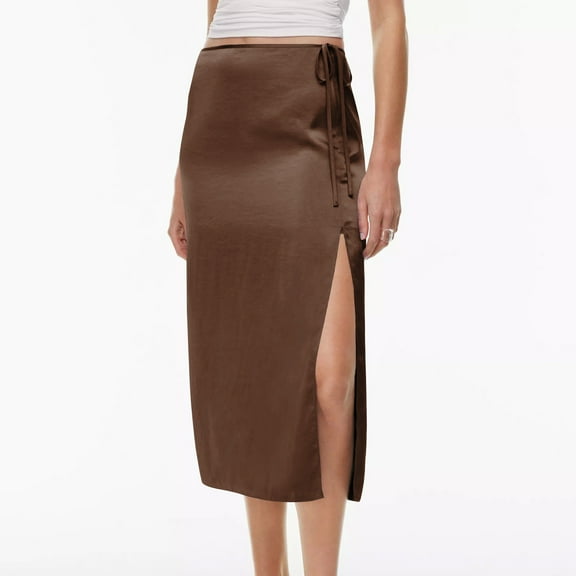 WXLWZYWL Womens Shift Skirt Casual Elegant Side Split Drawstring High Waisted Wrap Midi Skirt Office Business Work Skirt