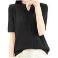 thumbnail image 1 of WXLWZYWL Womens Short Sleeve Sweater Button up V Neck Shirts Lightweight Ribbed Kint Pollover Sweaters Summer Casual Tops, 1 of 6