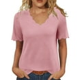 thumbnail image 1 of WXLWZYWL Womens Short Sleeve Tops V Neck Dressy Casual Loose Fitted Shirts Summer Vaction Blouses 2026 Trendy Clothes, 1 of 5
