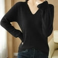 thumbnail image 1 of WXLWZYWL Womens Solid Color Knitted Sweater Long Sleeved V-Neck Fashionable Blouses, 1 of 6