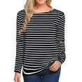 thumbnail image 1 of WXLWZYWL Womens Striped Shirt Boat Neck Tops Nautical Loose Fit Tshirt Classic-Fit Long-Sleeve Crewneck T-Shirt (Available in Plus Size), 1 of 4