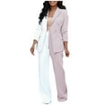 thumbnail image 1 of WXLWZYWL Womens Suits Blazer and Pants Casual Loose Color Blockingsuit Suit office Two-Piece Suit Pink, 1 of 5