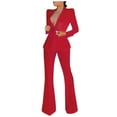 thumbnail image 1 of WXLWZYWL Womens Suits Blazer and Pants Long Sleeve Solid Suit Pants Casual Elegant Business Suit Sets Red, 1 of 6