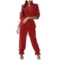 thumbnail image 1 of WXLWZYWL Womens Suits Blazer and Pants Long Sleeve Solid Suit Pants Casual Elegant Business Suit Sets Red, 1 of 6