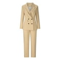 thumbnail image 1 of WXLWZYWL Womens Suits Blazer and Pants Solid Color Suit Trousers Suit Two-Piece Suit Suit Khaki, 1 of 4