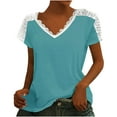 thumbnail image 1 of WXLWZYWL Womens Summer Tops Casual V-Neck Bow Short-Sleeved T-Shirt Top Light Blue, 1 of 6