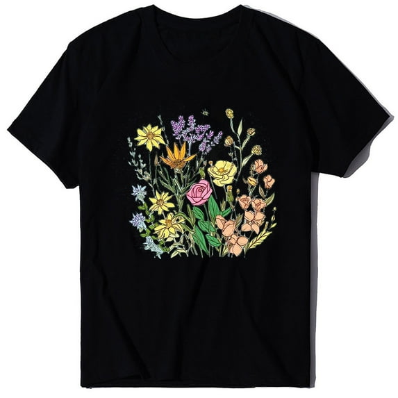 WXLWZYWL Womens Summer Tops Top Cute Fresh Sweet Clothing Round Neck Short Sleeve Black