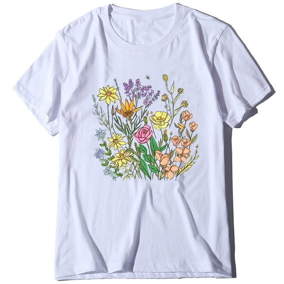 WXLWZYWL Womens Summer Tops Top Cute Fresh Sweet Clothing Round Neck Short Sleeve White