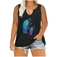 thumbnail image 1 of WXLWZYWL Womens Summer Tops Trendy Printed V Neck Sleeveless Tee Shirts Casual Tee Black, 1 of 6