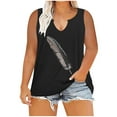 thumbnail image 1 of WXLWZYWL Womens Summer Tops Trendy Printed V Neck Sleeveless Tee Shirts Casual Tee Black, 1 of 6