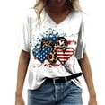 thumbnail image 1 of WXLWZYWL Womens Summer Tops Blouse Casual Printing V Neck Short Sleeve Loose Tops Blouses Brown, 1 of 4