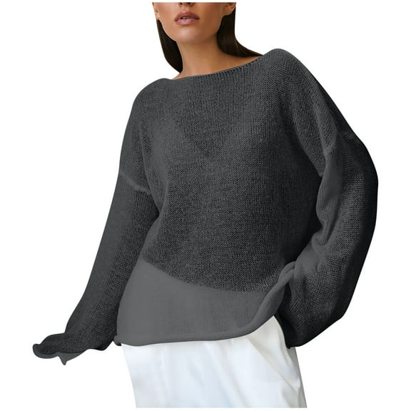 WXLWZYWL Womens Sweaters Lightweight Long Sleeve Knit Tops Crewneck Pullover Tops Loose Fitting Knitwear