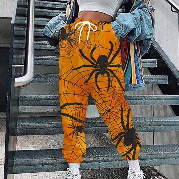 WXLWZYWL Womens Sweatpants Novelty Halloween Printed Baggy Athletic Jogger with Pockets 2024 Casual Trendy Pants Fall Outfits