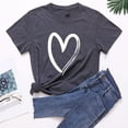 thumbnail image 1 of WXLWZYWL Womens Tunic Summer Tees Shirts Plus Size Short Sleeve Round Neck Graphic Heart Printing Tees Casual Loose Valentine's Day T Shirts, 1 of 3