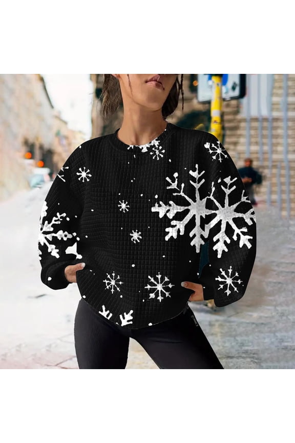 Womens Ugly Christmas Sweater Funny Sweatshirts Holiday 3D Print Trendy Cute Long Sleeve Pullover 2024 Loose Christmas Sweaters Pullover