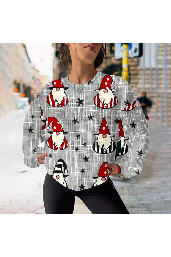 Womens Ugly Christmas Sweater Funny Sweatshirts Holiday 3D Print Trendy Cute Long Sleeve Pullover 2024 Loose Christmas Sweaters Pullover