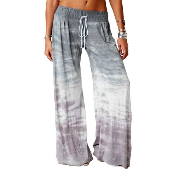 WXLWZYWL Womens Wide Leg Pajama Pants Casual Loose Comfy Tie Dye Stretch Drawstring High Waist Palazzo Lounge Yoga Pants