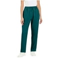 thumbnail image 1 of WXLWZYWL Womens Work Pants Elastic Waisted Pull on Casual Pants Solid Color Straight Leg Trousers with Pockets, 1 of 5