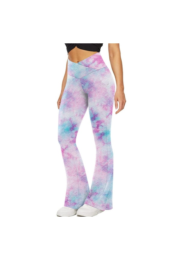 Womens Yoga Pants Bootcut Soft Compression High Waist Workout Pants Flare Sport Leggings Capris Pockets USA Boho Print & Solid Comfy Stretchy Bell Bottom Palazzo Pants