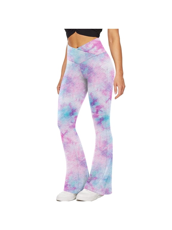 Womens Yoga Pants Bootcut Soft Compression High Waist Workout Pants Flare Sport Leggings Capris Pockets USA Boho Print & Solid Comfy Stretchy Bell Bottom Palazzo Pants
