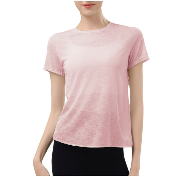 WXLWZYWL Workout Shirts for Women Short Sleeve Shirts Cross Back Yoga Tops Lightwieght Quick Dry Running Tees