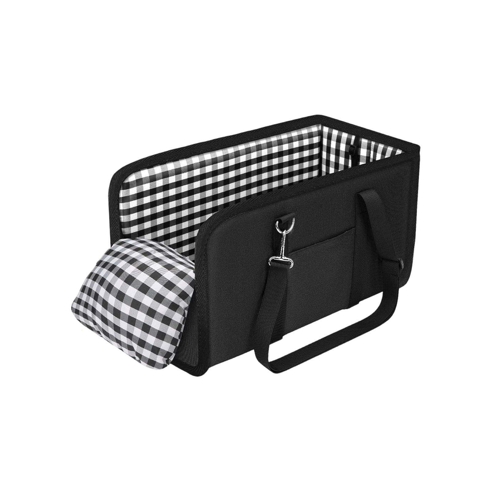 WXPGFL Console Dog Car Seat - Portable Dogs Armrest Booster Seat for Small Dog, Anti-Collapse Pet Car Seat with Soft Cushion Safety Belt, Support Pet Up to 11lbs (Black)