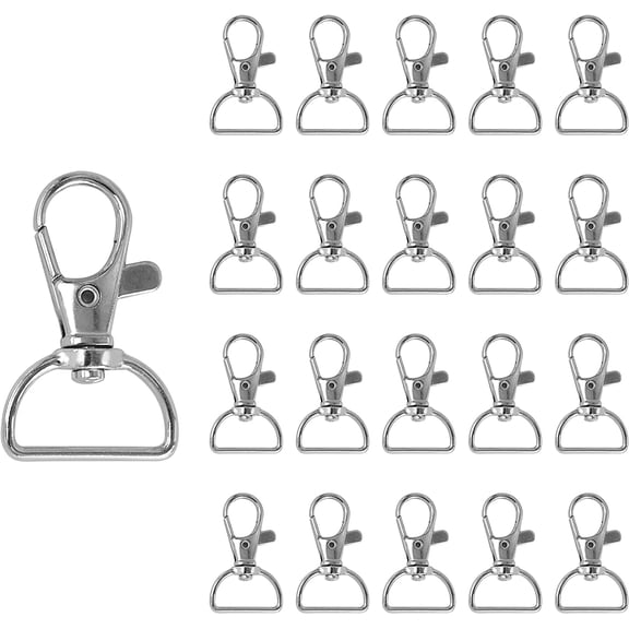 WXSP 80 Pack Silver Lanyard Swivel Snap D Ring Hooks for Crafts and Purse Hardware (1.5 L X 0.75 W) Silver