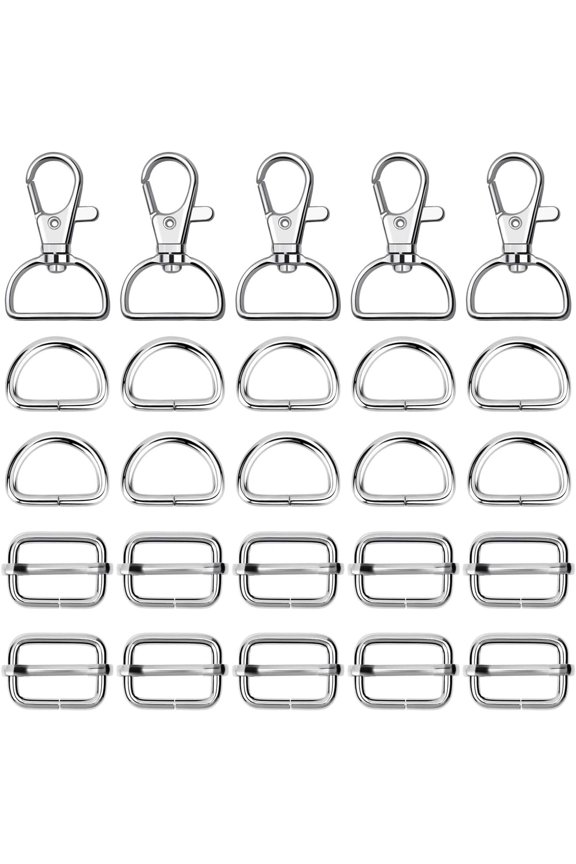 Purse Hardware, 50pcs Swivel Hook with D Rings for Purses, Keychain, Lanyard and Handbags (3/4 Inches) Silver 3/4 Inch